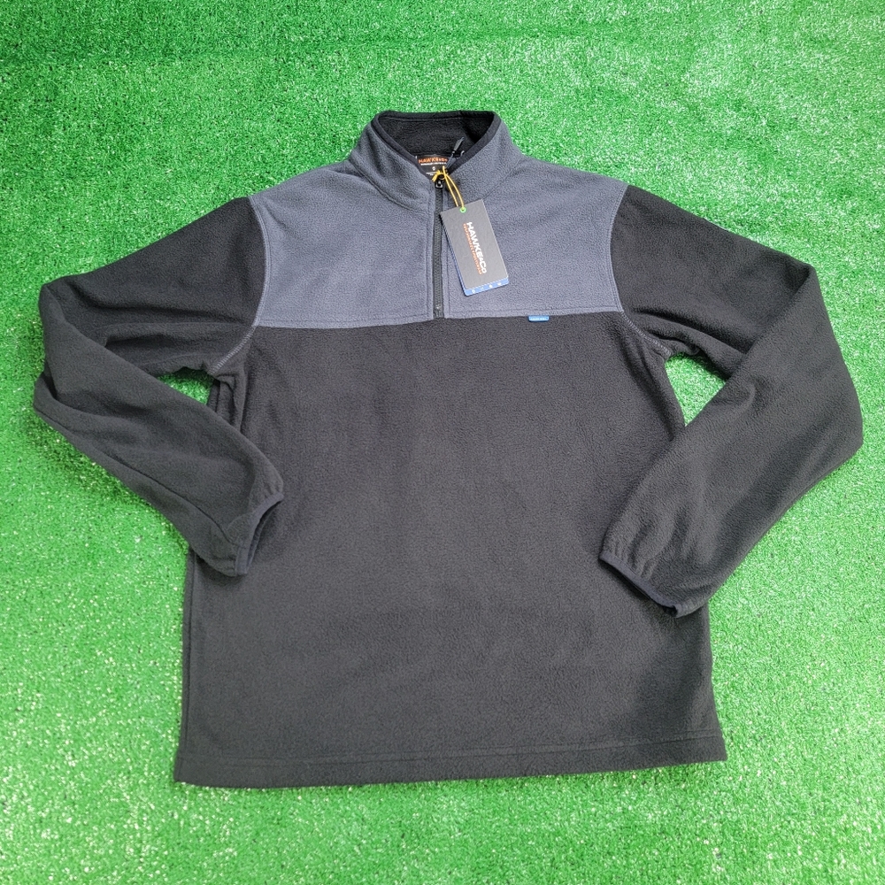 Hawk & Co 1/4 Zip Fleece Pullover Jacket Men's Size Small Black Grey New w/Tags